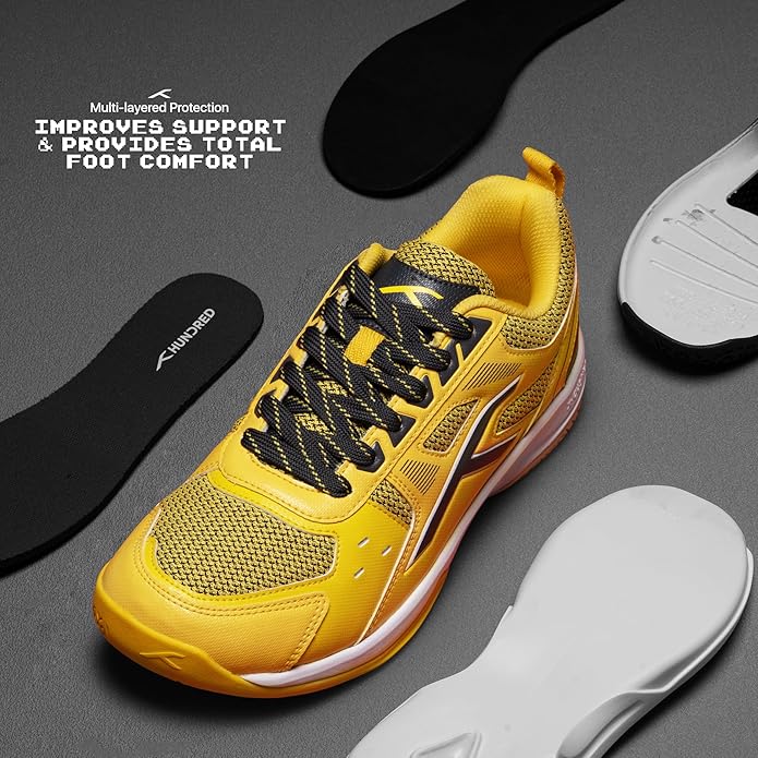 HUNDRED Raze Non-Marking Professional Badminton Shoes for Men | Suitable for Indoor Tennis/Squash/Table Tennis/Basketball & Padel