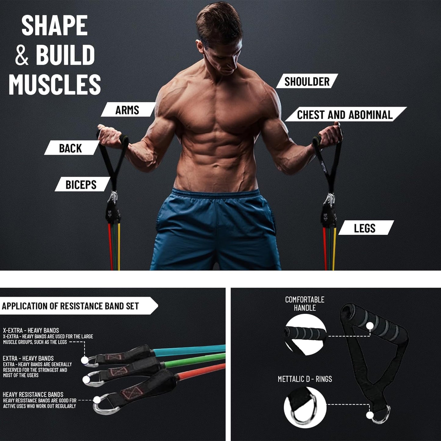 anythingbasic ab. Expander Tube Set Resistance Bands Set with Handles, Door Anchor, Ankle Straps Long Latex Tubes Premium Heavy Duty Expander Cords Men Women