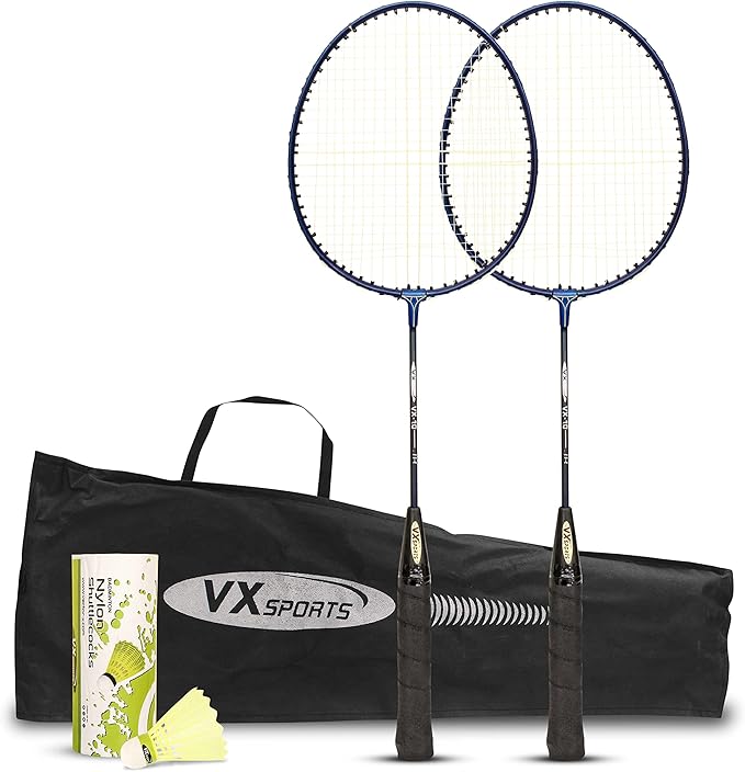 Vector X VXB-10 Aluminum Badminton Racket Pack of 3 Pieces Nylon Shuttles with Full-Cover Set (Maroon)
