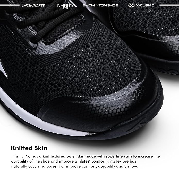HUNDRED Infinity Pro Non-Marking Professional Badminton Shoe for Men | Material: Polyester/Mesh | Suitable for Indoor Tennis/Squash/Table Tennis/Basketball & Padel