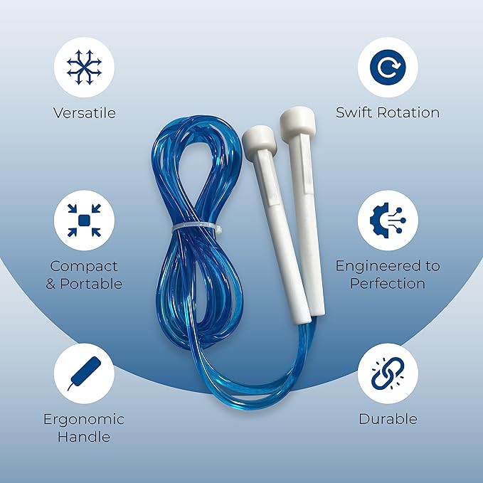 Adjustable length speed skipping rope for HIIT and cardio exercise
