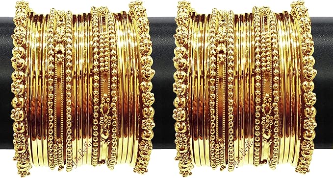 YouBella Jewellery Gold Plated Brass Bracelet Bangle Set for Women (Set of 2), Small, Metal, No Gemstone