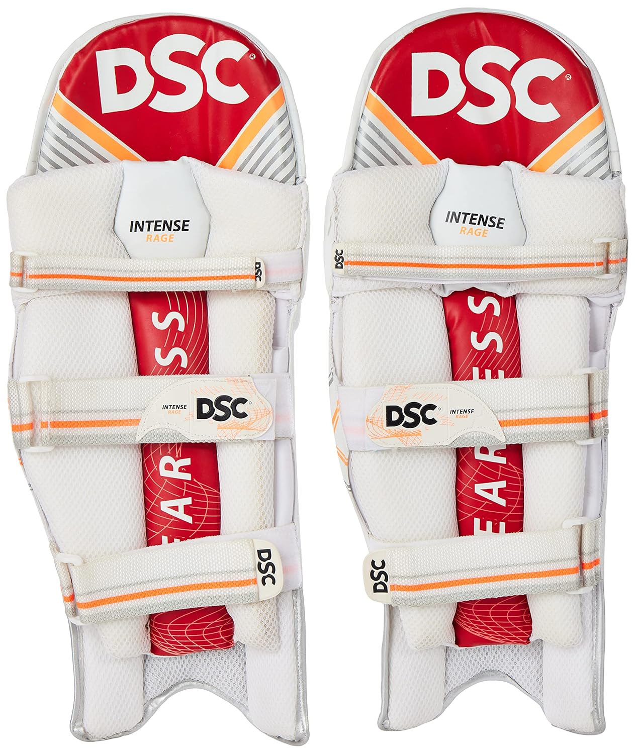 DSC Boys Intense Rage Leather Cricket Batting Right Leg Guard (White Red)