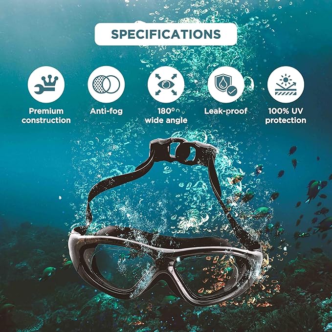 Adjustable swimming goggles with UV protection for outdoor use
