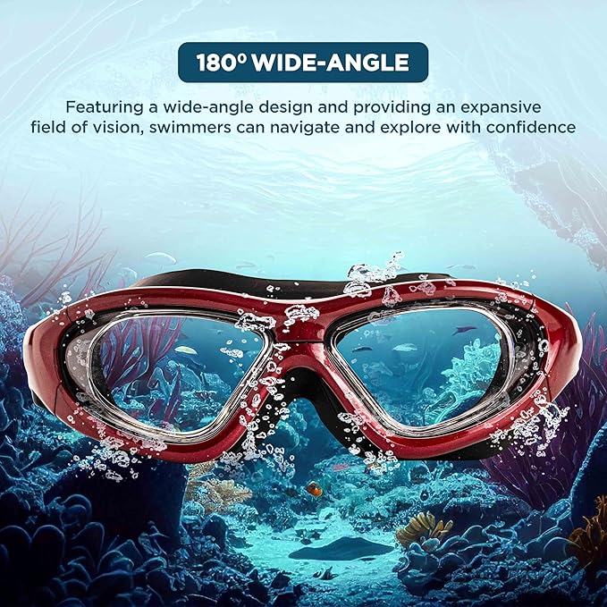 Swimming goggles with wide-view lenses for better visibility