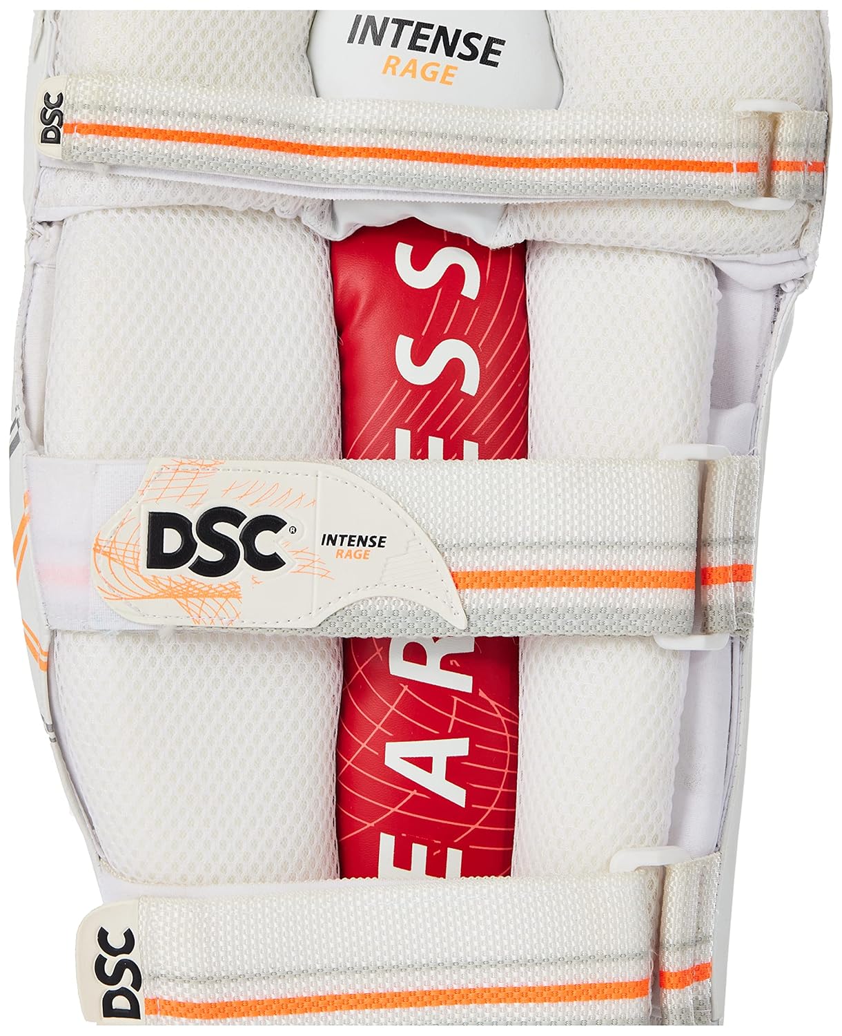 DSC Boys Intense Rage Leather Cricket Batting Right Leg Guard (White Red)
