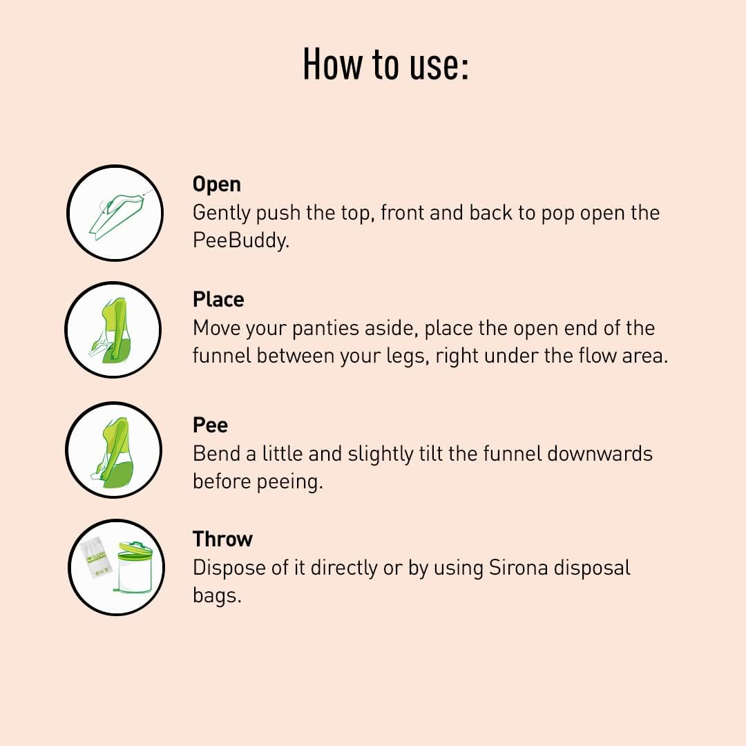 PeeBuddy Funnels Portable Female Urination Device | Disposable Female Urinal Funnel | Travel, Camping, Hiking and Outdoor Activities | Discreet and Compact Stand and Pee Funnel for Women, Girls