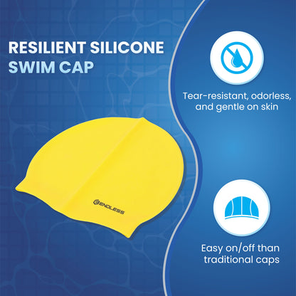 Endless EL1019 Classic Comfortable Plain Silicon Swimming Cap | Material : Silicon | Fully Elastic Waterproof Swimming Cap for Long and Short Hair with Thicker Edge | For Adults, Women and Men