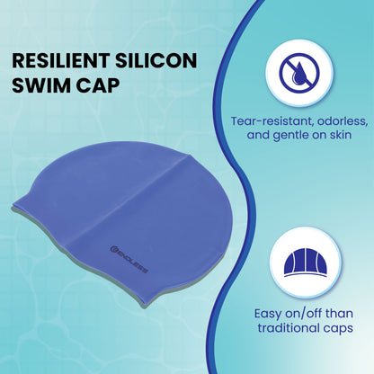 Endless EL1019 Classic Comfortable Plain Silicon Swimming Cap | Material : Silicon | Fully Elastic Waterproof Swimming Cap for Long and Short Hair with Thicker Edge | For Adults, Women and Men