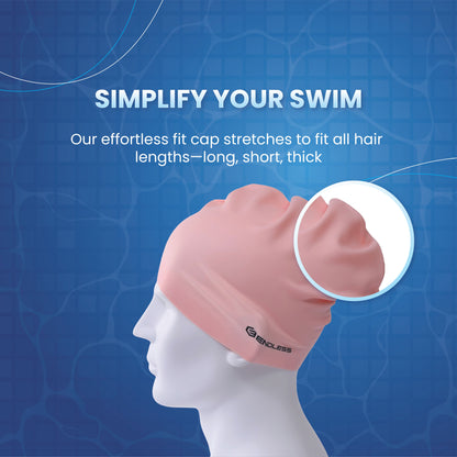 Endless EL1019 Classic Comfortable Plain Silicon Swimming Cap | Material : Silicon | Fully Elastic Waterproof Swimming Cap for Long and Short Hair with Thicker Edge | For Adults, Women and Men