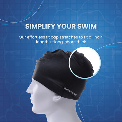 Endless EL1019 Classic Comfortable Plain Silicon Swimming Cap | Material : Silicon | Fully Elastic Waterproof Swimming Cap for Long and Short Hair with Thicker Edge | For Adults, Women and Men