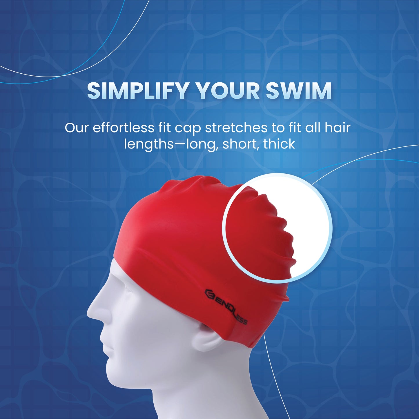 Endless EL1019 Classic Comfortable Plain Silicon Swimming Cap | Material : Silicon | Fully Elastic Waterproof Swimming Cap for Long and Short Hair with Thicker Edge | For Adults, Women and Men