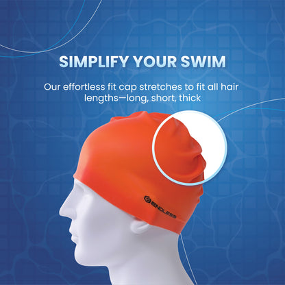 Endless EL1019 Classic Comfortable Plain Silicon Swimming Cap | Material : Silicon | Fully Elastic Waterproof Swimming Cap for Long and Short Hair with Thicker Edge | For Adults, Women and Men