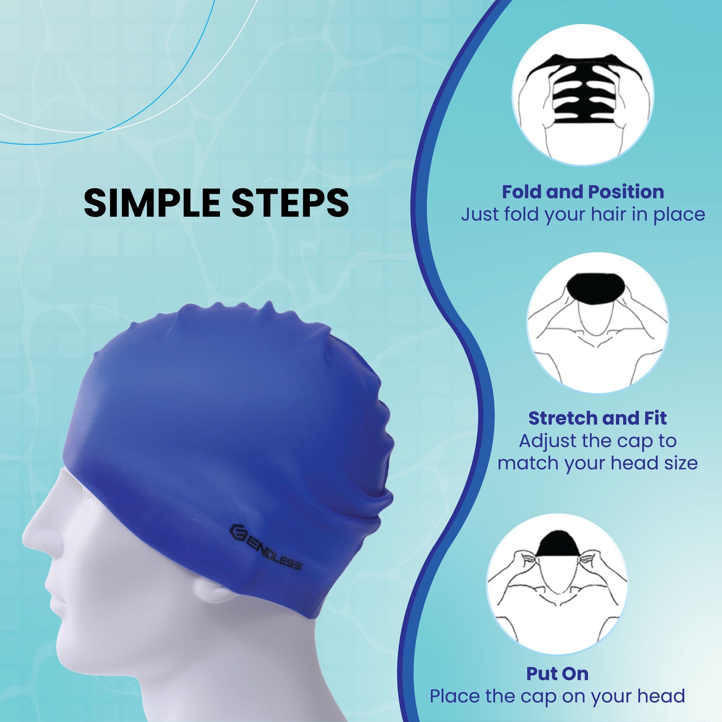 Endless EL1019 Classic Comfortable Plain Silicon Swimming Cap | Material : Silicon | Fully Elastic Waterproof Swimming Cap for Long and Short Hair with Thicker Edge | For Adults, Women and Men