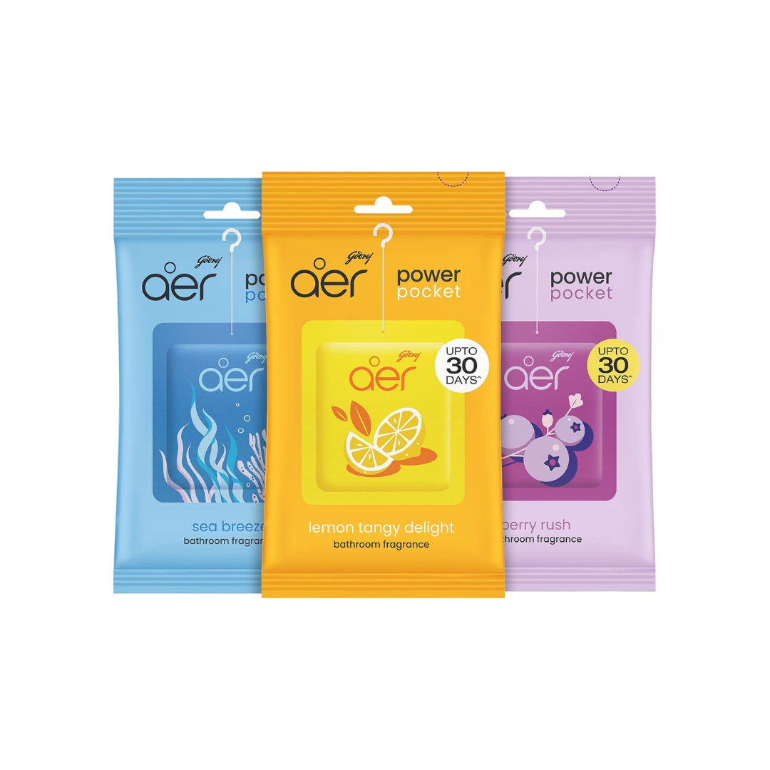 Godrej aer Pocket - Bathroom Fragrances - 3 x 10 grams (0.35 oz) Pack