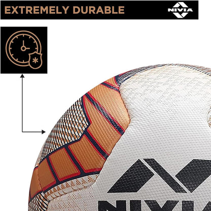 NIVIA Dom Football | Material: ‎Polyvinyl Chloride (PVC) | Inflating Needle | Air Retention | 32 Panel | Suitable For Grassy Grounds | For Men and Women | Futsal Ball (Golden, Size: 5)