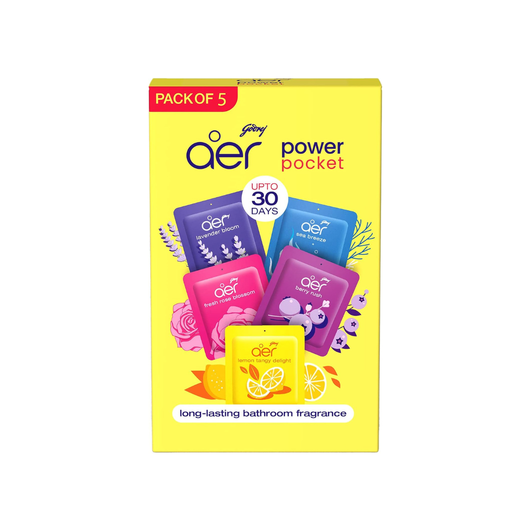 AER Power Pocket Assorted Solid Gel Air Freshener, Pack of 5 | Long-lasting solid gel air fresheners for the entire home; assorted scents variety pack
