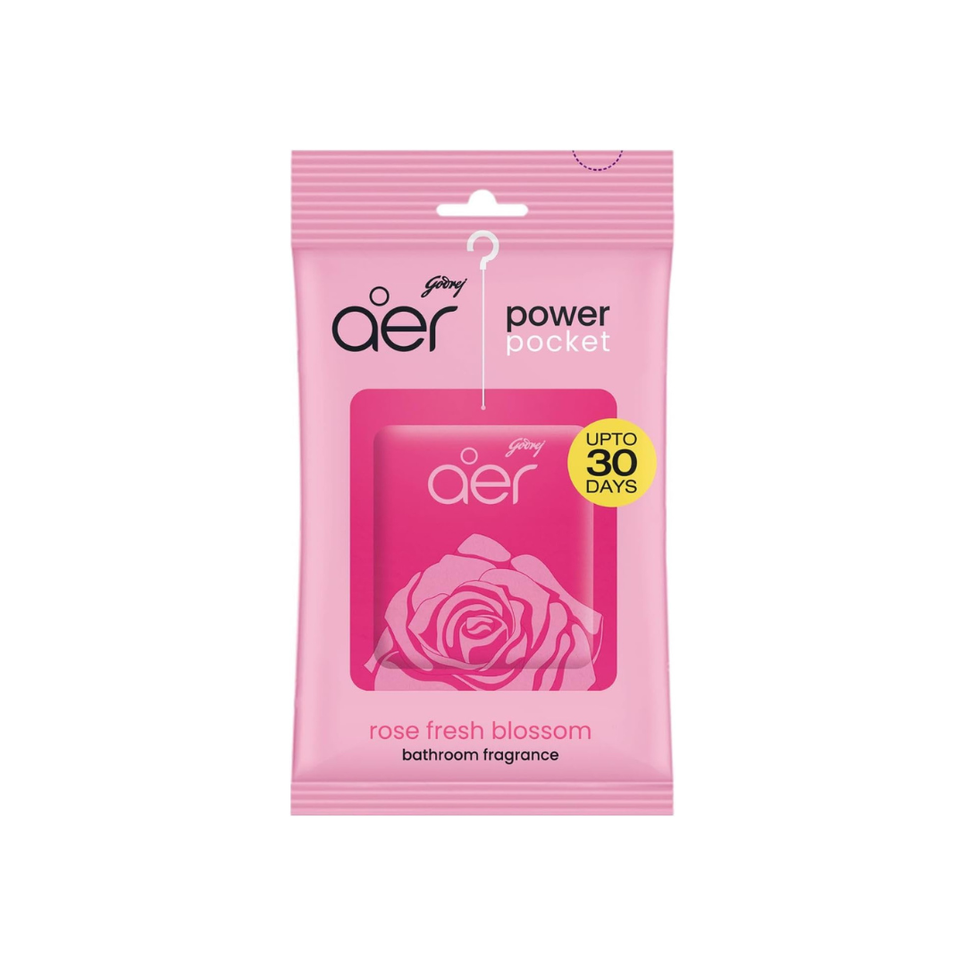 Godrej Aer Power Pocket Bathroom Fragrance Rose Fresh Blossom 10G