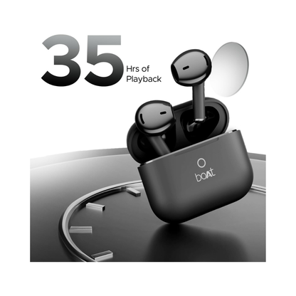 boAt Airdopes Joy, 35Hrs Battery, Fast Charge, IWP Tech, Low Latency, 2Mic ENx, Type-C Port, v5.3 Bluetooth Earbuds, TWS Ear Buds Wireless Earphones with mic(Jet Black)