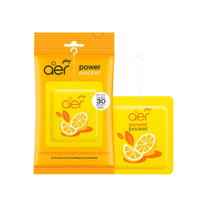 AER Power Pocket Lemon Tangy Delight Solid Gel Freshener, Pack of 1 | Long-lasting solid gel air freshener for the entire home; Lemon Tangy Delight scent