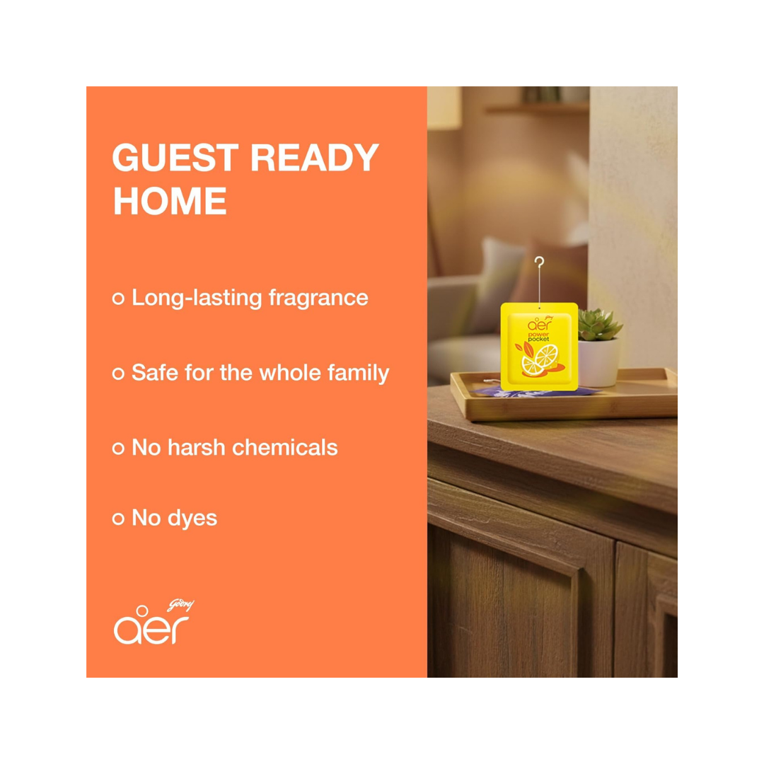 AER Power Pocket Lemon Tangy Delight Solid Gel Freshener, Pack of 1 | Long-lasting solid gel air freshener for the entire home; Lemon Tangy Delight scent