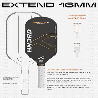 Hundred Phantom 80 Pickleball Paddle | EXTEND | Japanese Raw Carbon Fiber | Black/Orange | Optimized for Control and Spin | Lightweight Paddle with Comfortable Grip