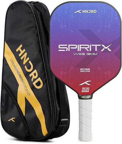 HUNDRED Spirit-X Wide Pickleball Racket | 13mm Core | Power-Play | Includes Free Bag (Blue/Red)