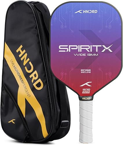 HUNDRED Spirit-X Wide Pickleball Racket | 13mm Core | Power-Play | Includes Free Bag (Blue/Red)