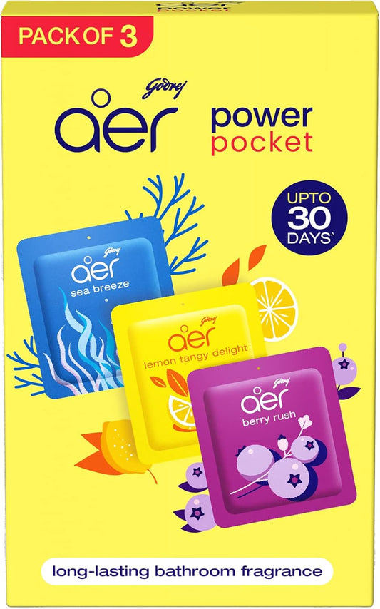 Godrej aer Pocket - Bathroom Fragrances - 3 x 10 grams (0.35 oz) Pack