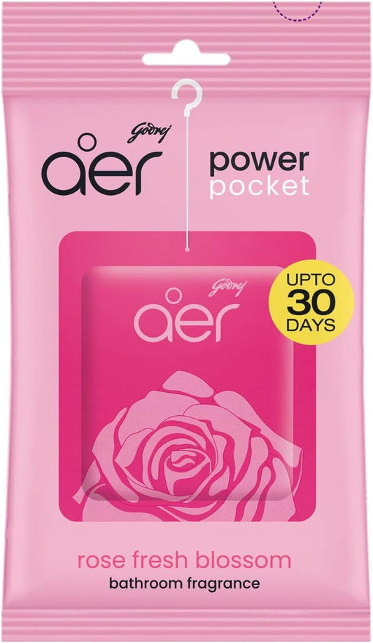 Godrej Aer Power Pocket Bathroom Fragrance Rose Fresh Blossom 10G
