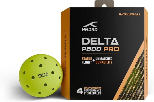 Delta P500 Pro Outdoor Pickleballs (4-Pack) | Neon Yellow | 40-Hole Design | Durable, High-Bounce Balls for Outdoor Courts | Ideal for Competitions and Recreational Play