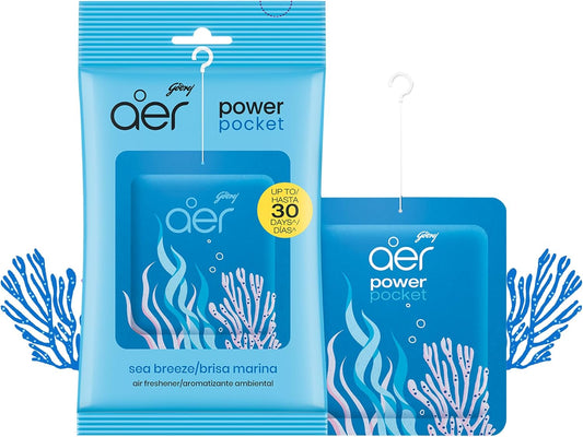 AER Power Pocket Seabreeze Solid Gel Air Freshener, Pack of 6 | Long-lasting solid gel air freshener for the entire home; fresh Seabreeze scent