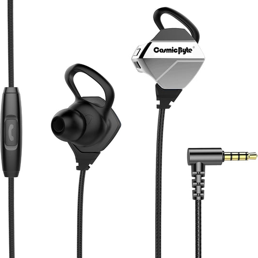 Cosmic Byte CB-EP-04 Gaming Wired In Ear Earphones with Mic with Detachable for PC, PS4, Mobiles, Tablets (Black/Silver)