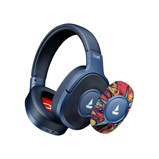 boAt Rockerz 550 Plus Wireless Bluetooth Headphones | 100H Battery, 50mm Drivers, Dual Pairing, Customizable Earcups, App Support for Ad-Free Music(Blue Psyche)