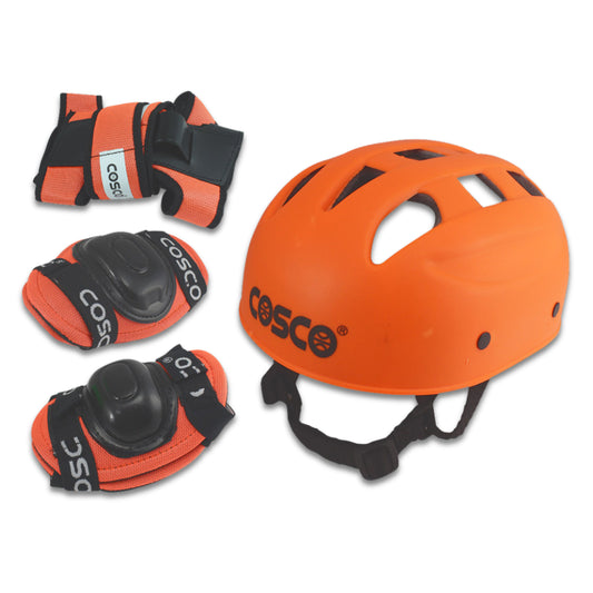 Cosco 4 in 1 Plastic Skating Protective Kit Includes Head, 2 Knee 2 Elbow & 2 Pam Guards, Black for Kids and Beginner