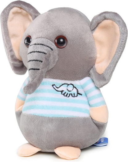 Webby Soft Animal Plush Elephant Toy (20 CM, Blue & Grey) | Super Soft for Hugs & Play | Comfort Pillow & Stress Relief Gift for Kids & Adults | Durable