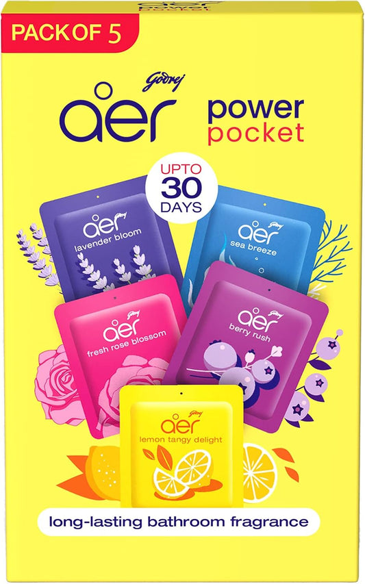AER Power Pocket Assorted Solid Gel Air Freshener, Pack of 5 | Long-lasting solid gel air fresheners for the entire home; assorted scents variety pack