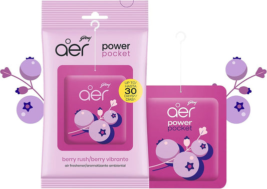 AER Power Pocket Berry Rush Solid Gel Air Freshener, Pack of 6 | Long-lasting solid gel air freshener for the entire home; fresh Berry Rush scent