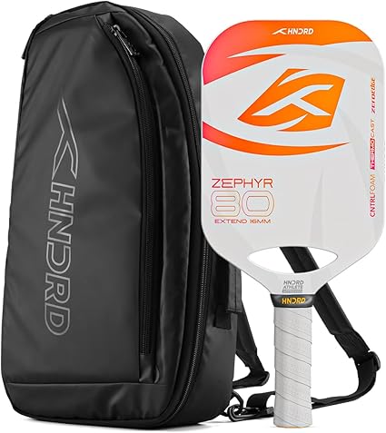 Hundred Zephyr 80 Xtend Pickleball Paddle Controlled play | Free bag included (White/Orange)