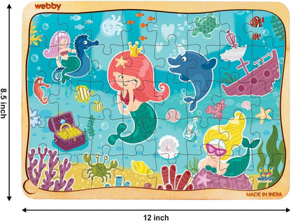 Webby Wooden Floor Puzzles for Kids – Underwater Animals & Cute Mermaid Themes | 40 Pcs Ocean Adventure Learning Toy for 3+ Years pack of 2