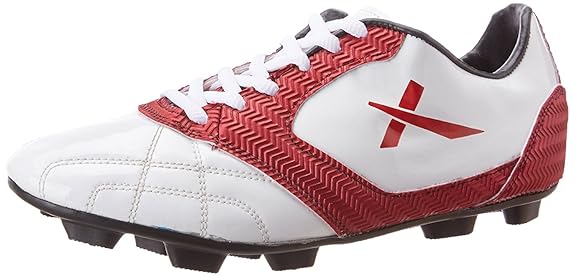 Vector X Armour Football Shoes | White & Maroon | Size: EU 44, UK 10, US 11 | Material: PVC & Faux Leather | For Boys and Men | Optimal Traction | Durable Build and Comfortable | Slip Resistant