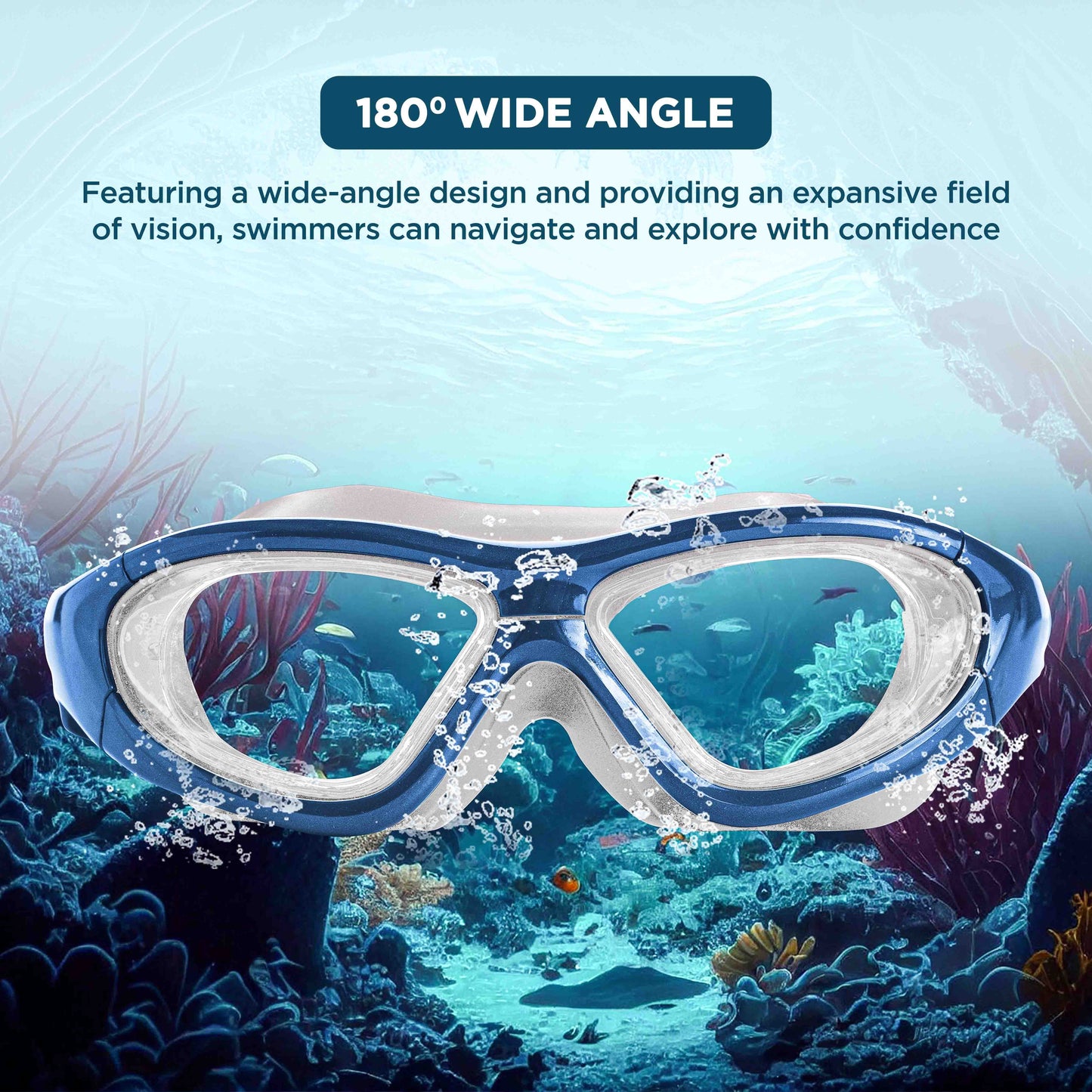 Endless EL1007 Premium Swimming Goggle with Anti-Fog and UV Protection | Material : Silicon, PU | Stylish 180 Degree Wide View Glasses | Soft Silicone Gasket for Leak Proof | With Hard Case