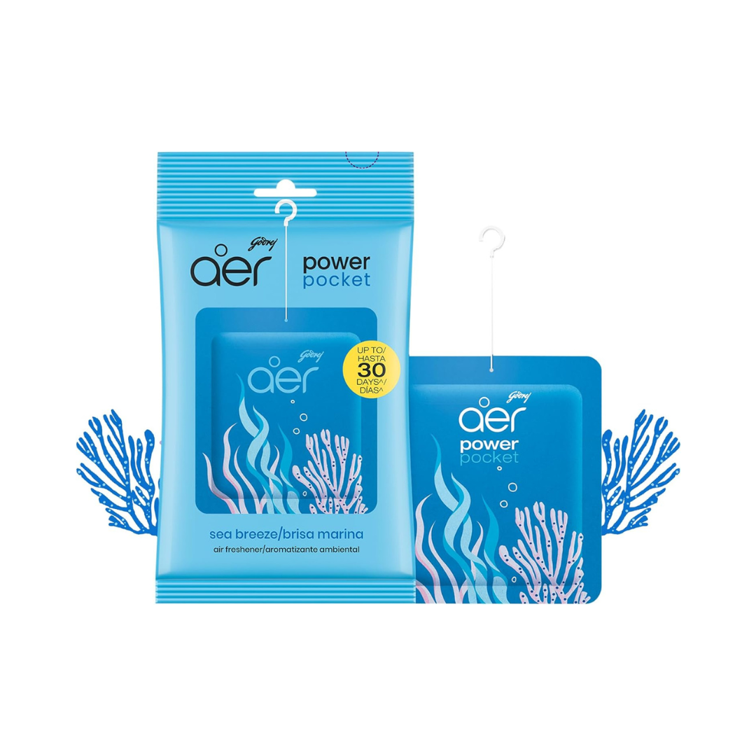 AER Power Pocket Seabreeze Solid Gel Air Freshener, Pack of 6 | Long-lasting solid gel air freshener for the entire home; fresh Seabreeze scent