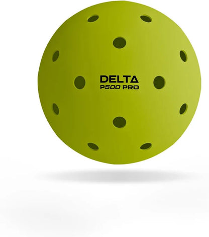 Delta P500 Pro Outdoor Pickleballs (4-Pack) | Neon Yellow | 40-Hole Design | Durable, High-Bounce Balls for Outdoor Courts | Ideal for Competitions and Recreational Play