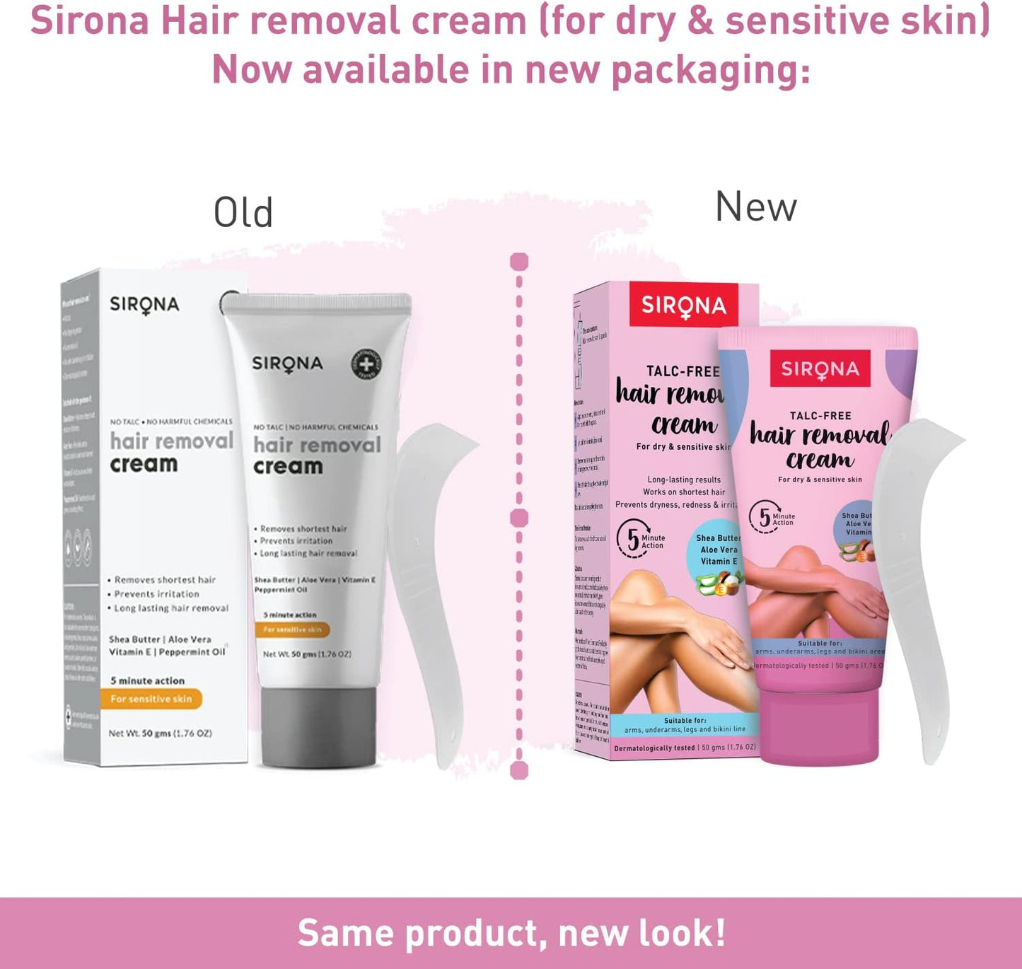 Sirona Hair Removal Cream, Sensitive Skin for Women - 1.76 Fl Oz | with Aloe Vera, Vitamin E & Shea Butter | Ideal for Bikini Line,Underarm, Legs
