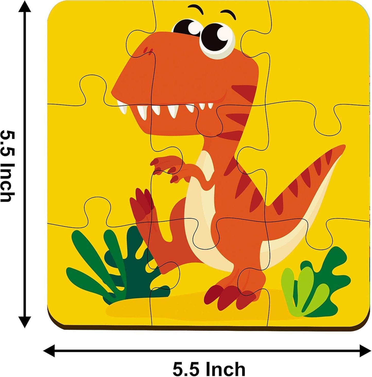 Webby 4-in-1 Educational Wooden Puzzle Set for Kids – 36 Pieces Learning Toy with Wild Animals, Farm Animals & Dinosaurs | Fun Montessori Gift for 3+ Years pack of 3