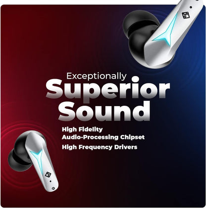 Cosmic Byte CosmoBuds X200 True Wireless Earbuds (TWS), BT 5.3, 38ms Latency GOD Mode™, Music Mode, 40Hrs, ENC, IPX5, Voice Assistant