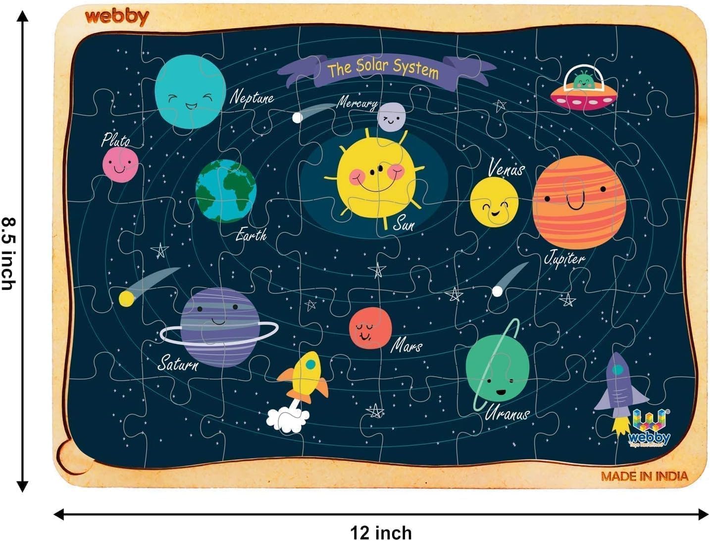 Webby Wooden Floor Puzzles for Kids – Explore Solar System, Amazing Bugs & Dinosaurs in Jungle | 40 Pcs Educational Learning Toy for 3+ Years pack of 3