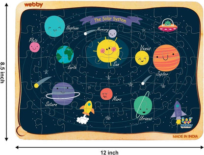 Webby Wooden Floor Puzzles for Kids – Explore Solar System, Amazing Bugs & Dinosaurs in Jungle | 40 Pcs Educational Learning Toy for 3+ Years pack of 3