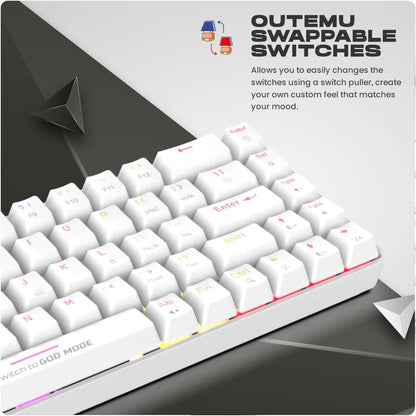 Cosmic Byte CB-GK-36 Artemis 68Key Per Key RGB Wired Mechanical Keyboard with Outemu Swappable Blue Switches and Software (White)